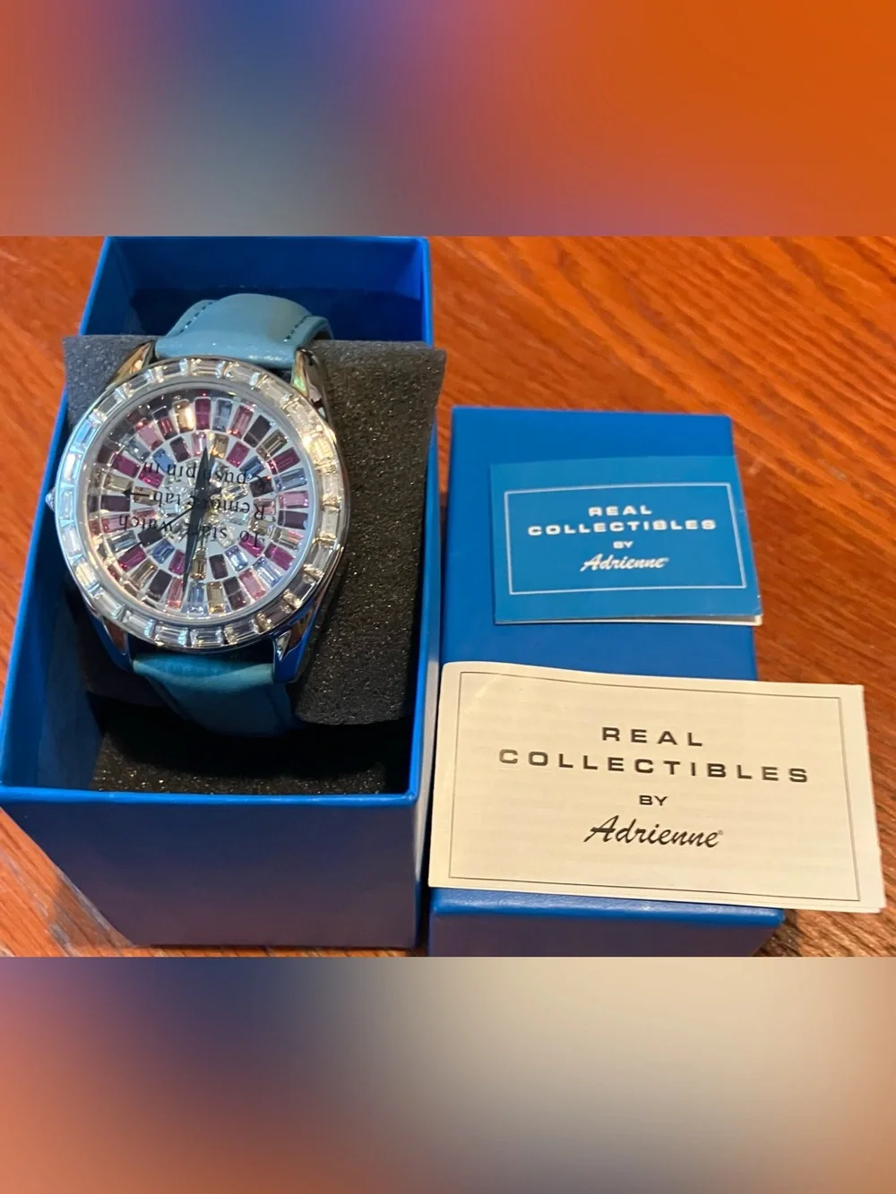 NEW in Box Real Collectibles by Adrienne Rare Crystal Mosaic Watch w/Blue Band